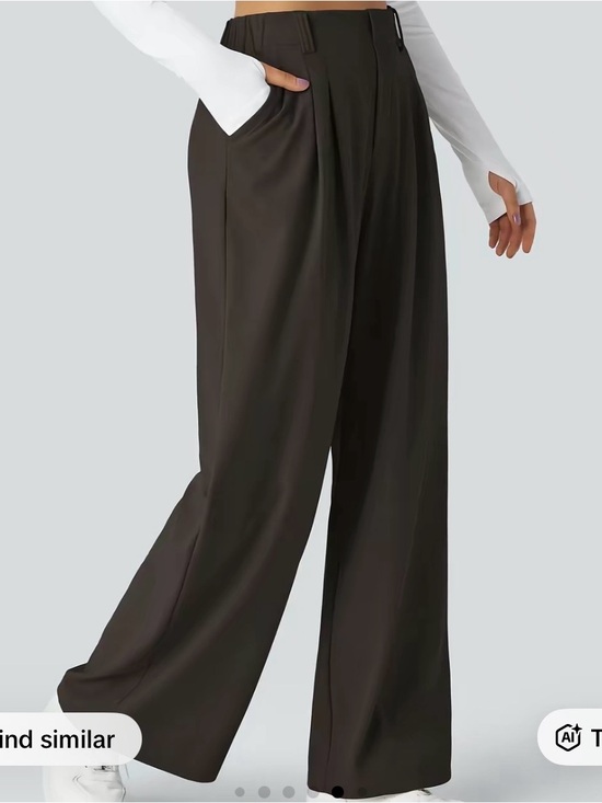 HALARA Pants - HALARA Dark Brown Wide-Leg High-Waist Pants